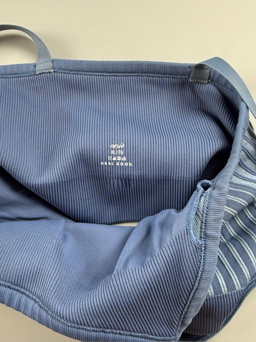 Aerie Real Good Ribbed Strappy Bralette Bra Blue XL - Picture 3 of 7